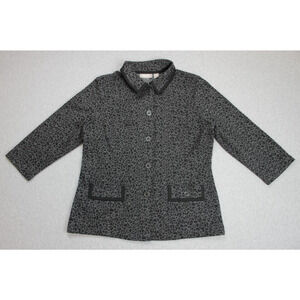 Chico's Blazer Womens Size 1 Leopard Stretch Long Sleeve 3 Buttons 3/4 Sleeve